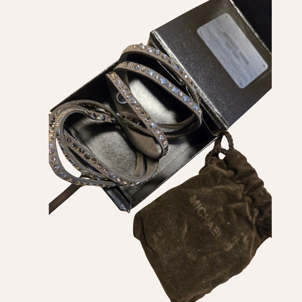 Michael Kors Gray Suede Wrap Bracelet with Silver Accents